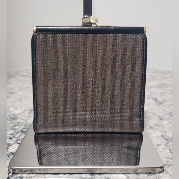 Vintage Fendi Pequin Stripe Bifold Kisslock Wallet - Picture 8 of 10